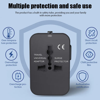 Universal Travel Adapter EU UK US AU AC Power Charger Adapter Outlet Converter Socket Plug Adaptor Connector with Dual USB Port